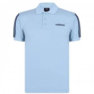 Image of adidas Mens Cotton 3-Stripes Polo Shirt - Grey/Navy