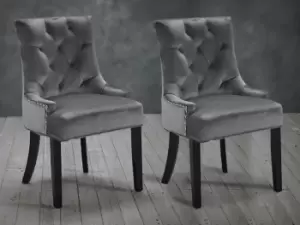 Image of LPD Morgan Set of 2 Grey Velvet Fabric Dining Chairs