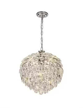 Image of Coniston Ceiling Pendant, 6 Light E14, Polished Chrome, Crystal