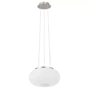 Image of Pendant Light Colour Satin Nickel Shade White Glass Opal Matt Bulb E27 2x60W
