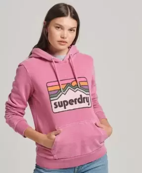 Image of Superdry Womens 90s Terrain Graphic Hoodie Pink / Raspberry Sorbet - Size: 16