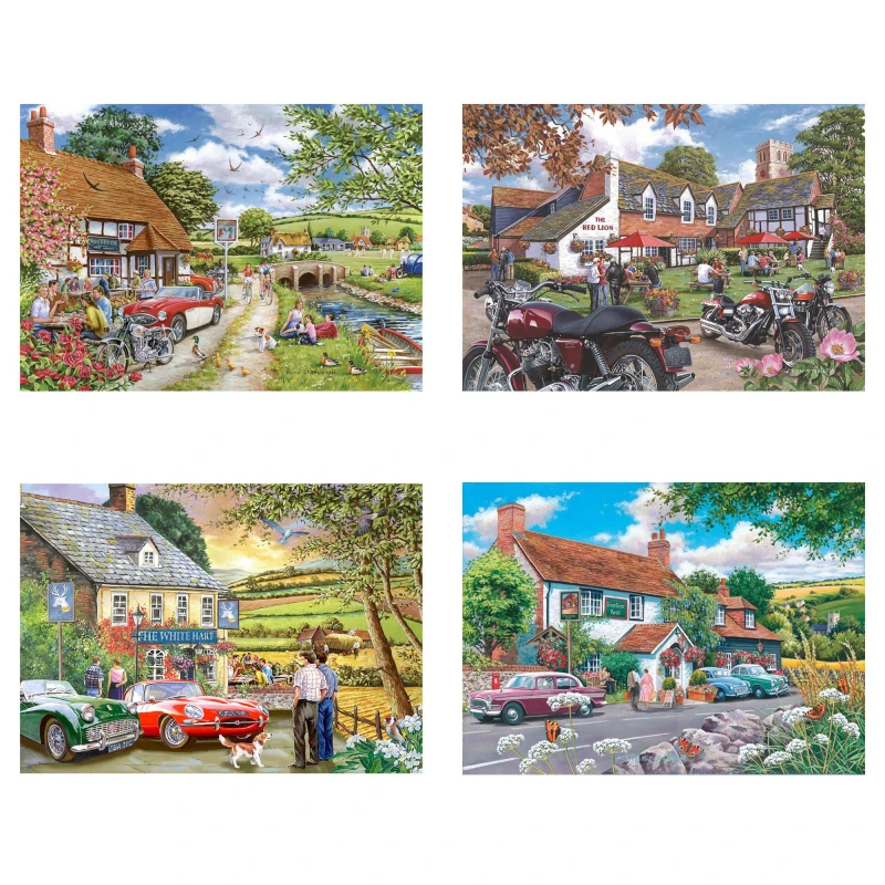 Image of The House Of Puzzles Tales From The Tavern - 4 x 500 Piece Jigsaw Puzzles Multicolor Unisex 500 Piece