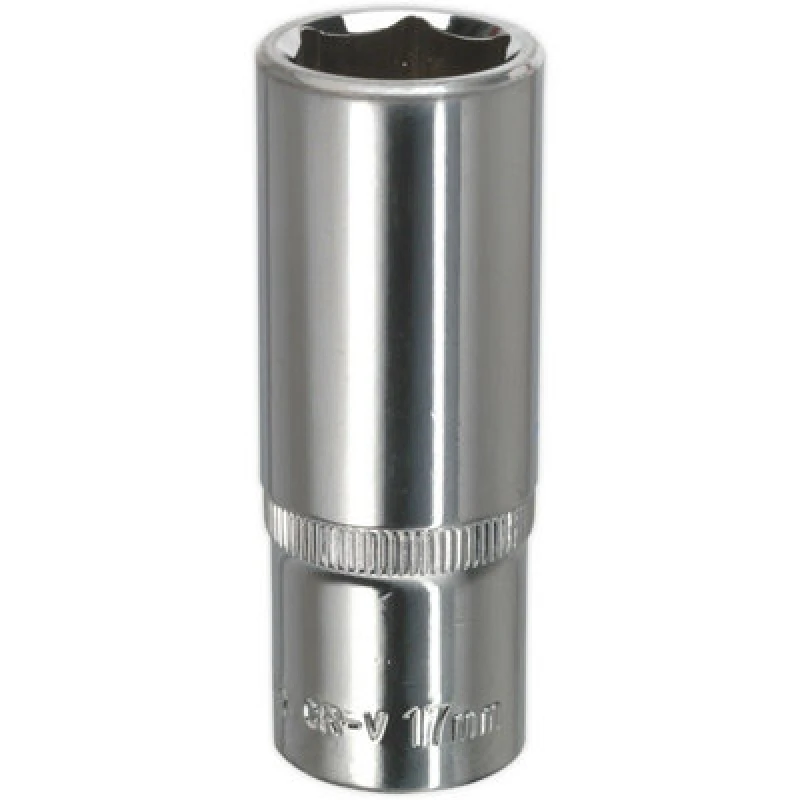 Image of Loops 17mm Forged Steel DEEP Drive Socket - 3/8" Square Drive Polished Chrome Vanadium Metallics