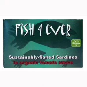 Image of Fish 4 Ever Sustainably-Fished Whole Sardines in Organic Tomato Sauce 120g