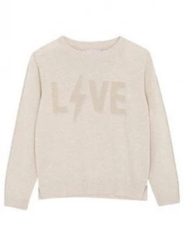 Image of Mintie By Mint Velvet Girls Beige Love Slogan Jumper - Neutral