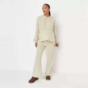 Image of Missguided Rib Wide Leg Knit Maternity Trousers - Cream