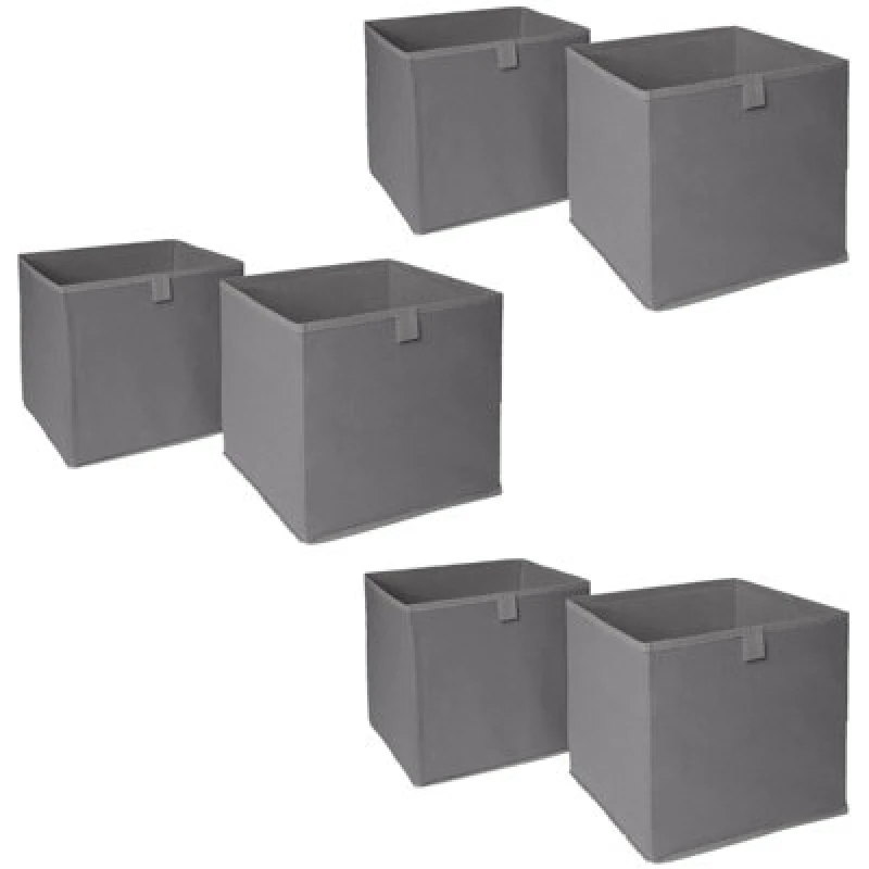 Image of OHS OHS Pack of 6 Plain Folding Storage Boxes in Charcoal Charcoal One Size Unisex 5027434163243