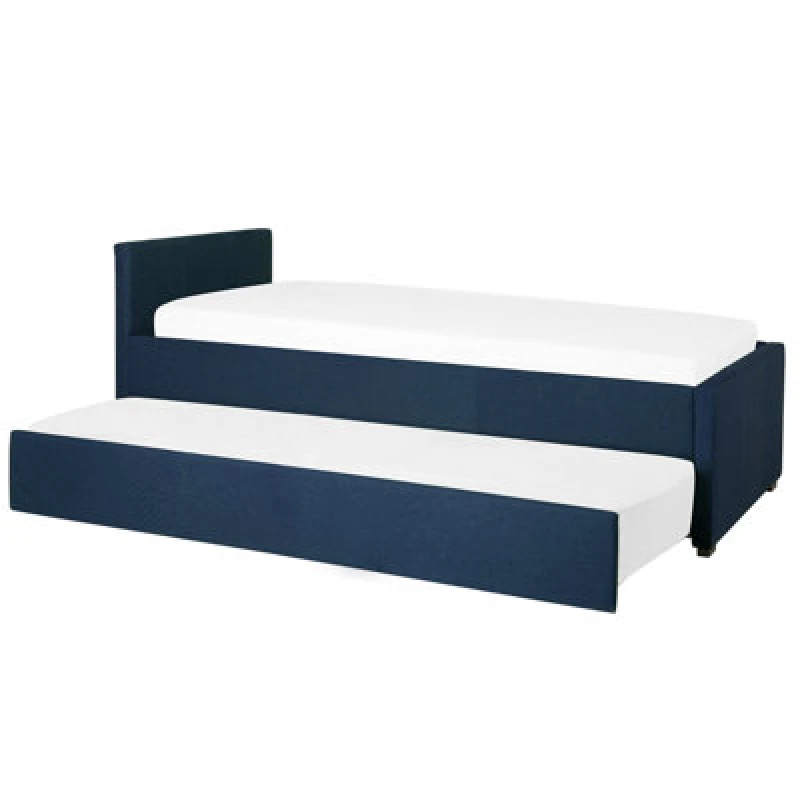 Image of Beliani Trundle Bed Fabric Marmande 80 X 200 Cm (Eu Small Single) Navy Blue