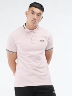 Image of Barbour International Essential Tipped Polo Shirt, Pink, Size S, Men