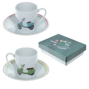 Image of Scooter Set of 2 Espresso Cup and Saucer