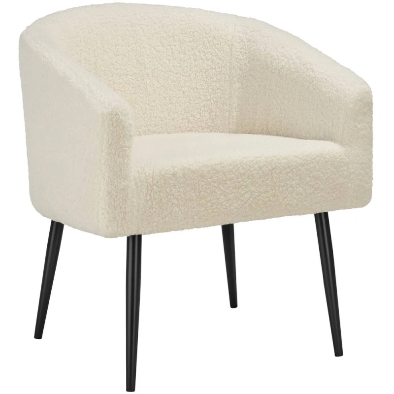 Image of Tectake 1 Armchair Mysig - Padded, Boucle Cover, Continuous Arm And Backrest - Cream