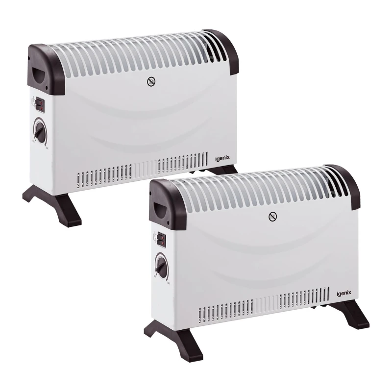 Image of Igenix Portable Electric Low Energy Convector Heater (Pack of 2) White