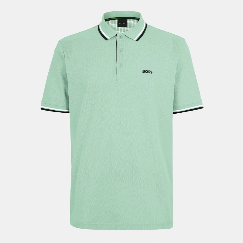 Image of Boss Mens Paddy Short-Sleeve Polo Shirt Open Green male S