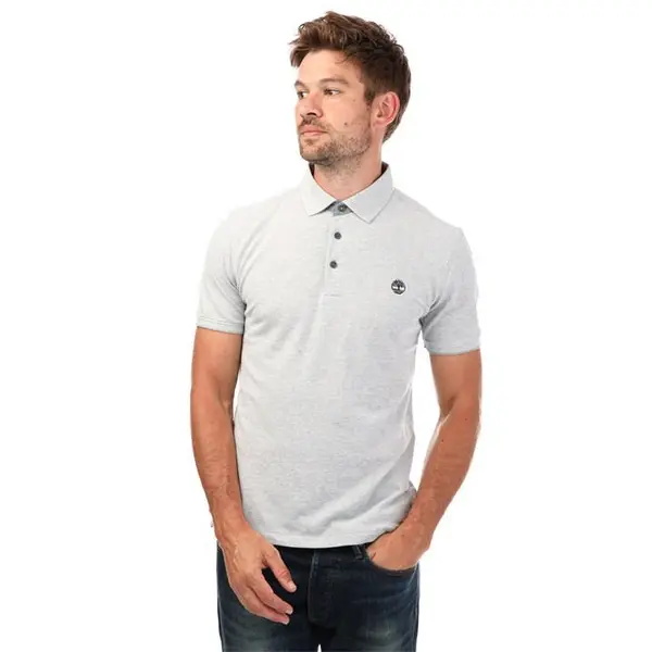 Image of Timberland Oxford Short Sleeve Polo Shirt - Grey XL