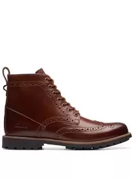 Image of Clarks Westcombelimit Boots - Brown, Brown Leather, Size 8, Men