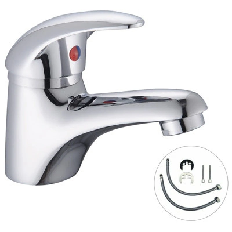 Image of Buyaparcel Cloakroom Basin Mixer Tap Chrome Basin Sink Mono Bathroom Faucet + Fixings