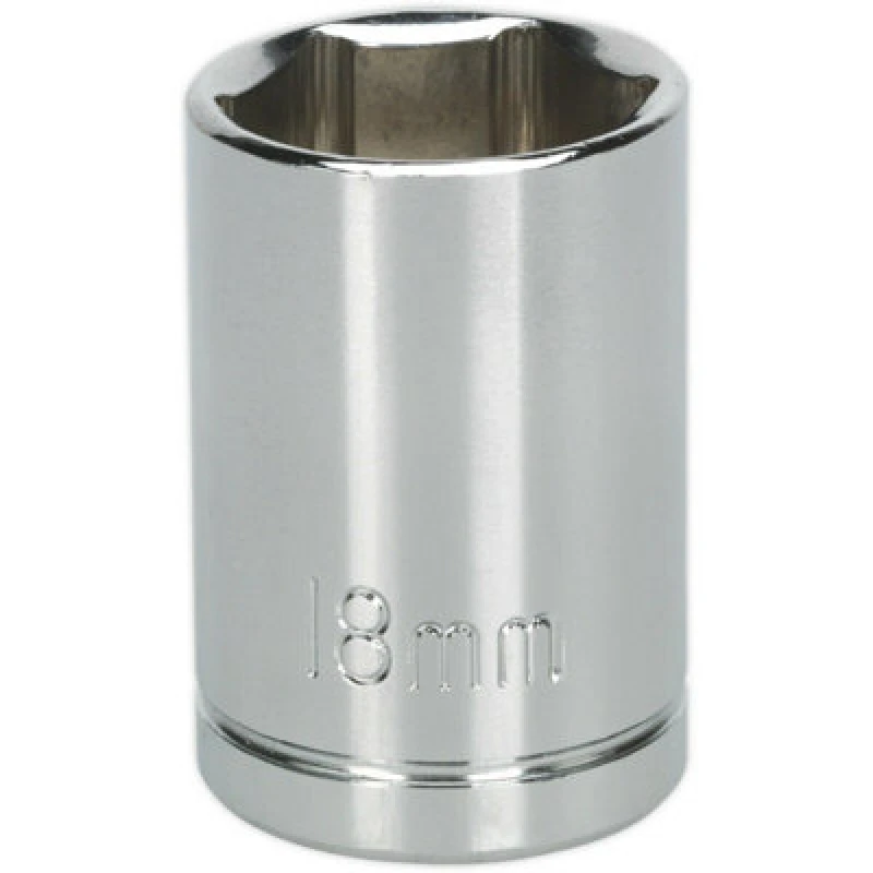 Image of Loops 18mm Chrome Plated Drive Socket - 1/2" Square Drive - High Grade Carbon Steel Metallics