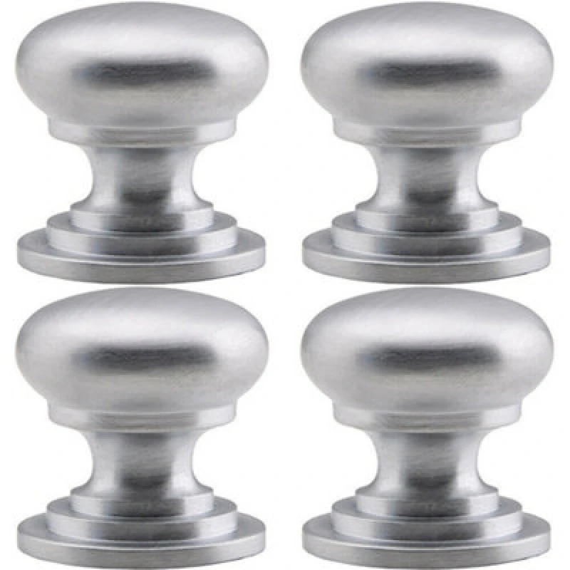 Image of Loops 4x Victorian Round Cupboard Door Knob 38mm Dia Satin Chrome Cabinet Handle Multi unisex