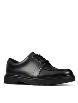 Image of Clarks Youth Loxham Pace Lace Up School Shoe - Black