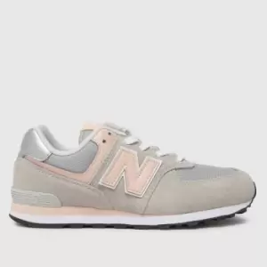 Image of New Balance Light Grey 574 Girls Youth Trainers