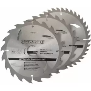 Image of Silverline - tct Circular Saw Blades 20, 24, 40T 3pk - 180 x 30 - 20, 16mm Rings