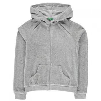 Image of Benetton Velour Hoodie - 501 Grey