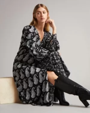 Image of Rouleau Button Paisley Midi Dress