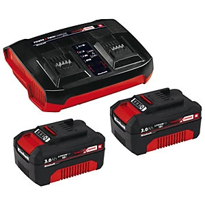 Image of Einhell 2x 3.0Ah PXC Battery Starter Set with Charger & x2 Batteries