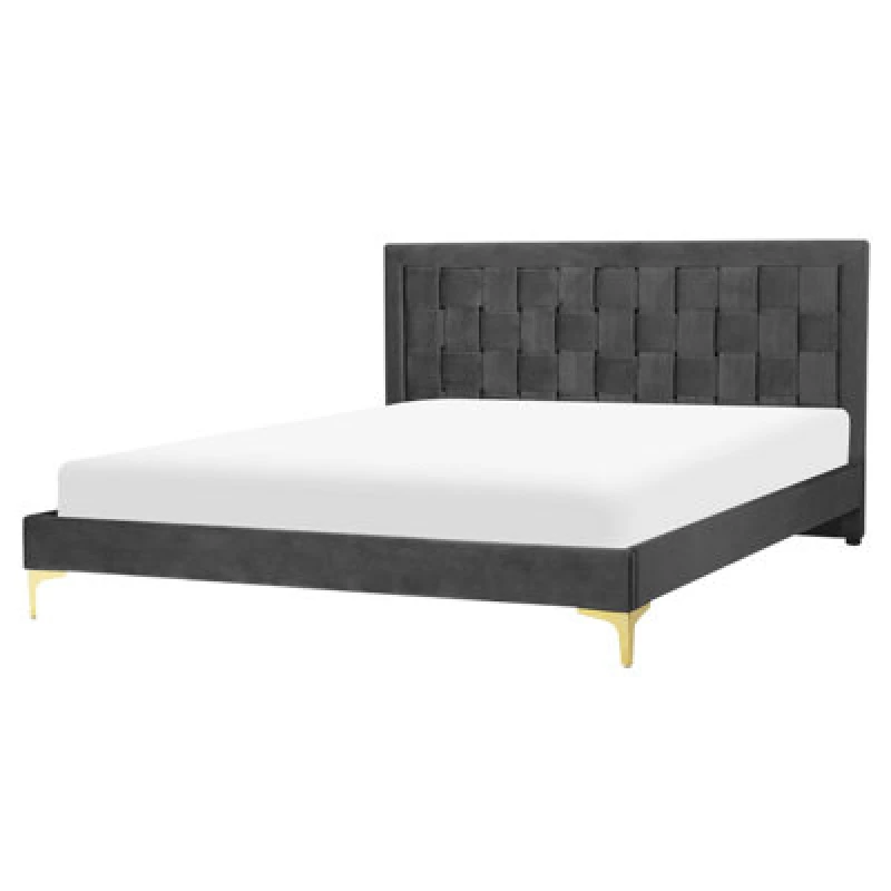 Image of Beliani Bed Velvet Limoux 160 X 200 Cm (Eu King Size) Black