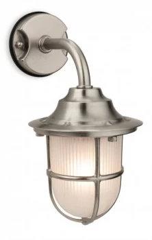 Image of 1 Light Outdoor Wall Light Nickel, Frosted Glass IP64, E27