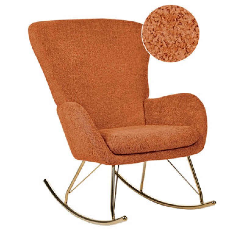Image of Beliani Rocking Chair Anaset Boucle Orange