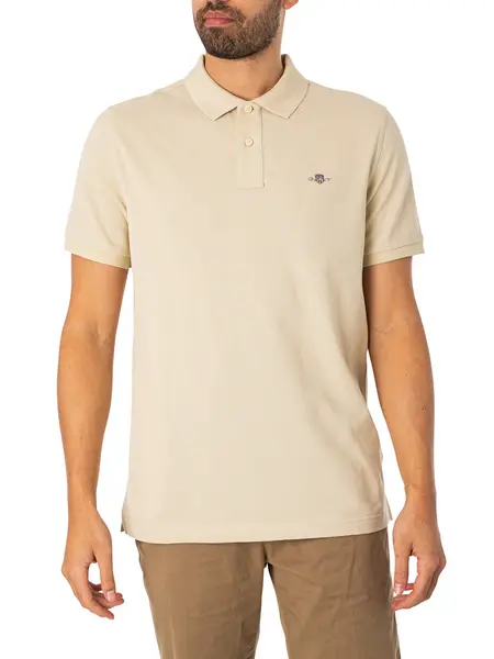 Image of Gant Regular Shield Pique Polo Shirt Silky Beige L