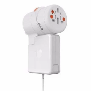 Image of Oneadaptr TWIST PLUS+ World Adapter and 1x USB and Macbook Charge Adaptor - White