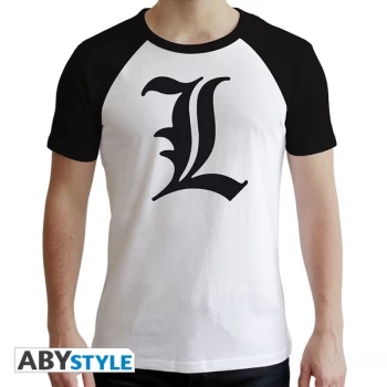 Image of Death Note - L Symbol Mens Medium T-Shirt - White