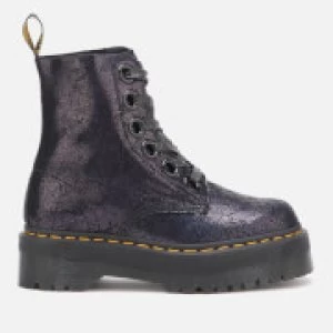 Image of Dr. Martens Womens Molly Iridescent Crackle 8-Eye Boots - Black - UK 7