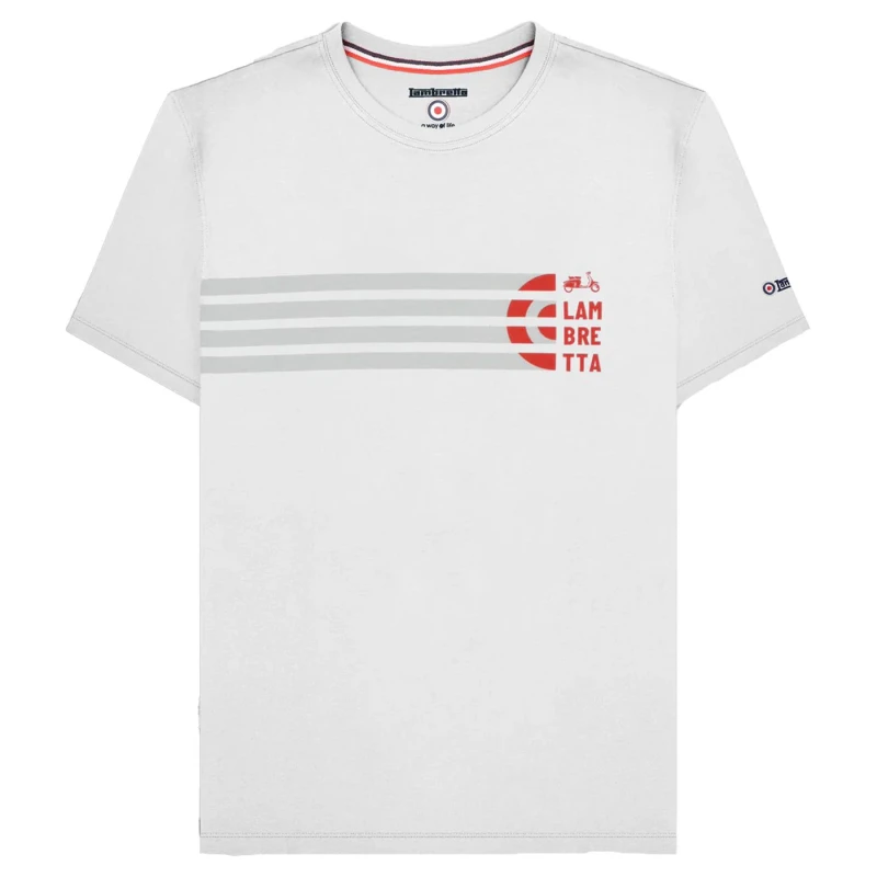 Image of Lambretta Lambretta Men SS25 Scooter Stripes T-Shirt in White Size: Medium White M Male 5063703658638