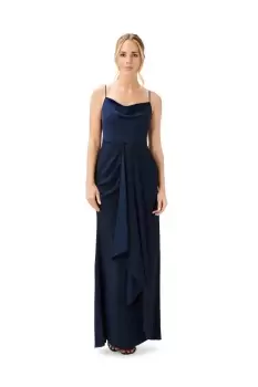 Image of Satin Crepe Cowl Neck Gown