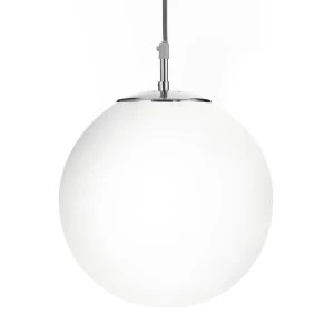 Image of 1 Light Globe Ceiling Pendant Satin Silver, Opal Glass, E27