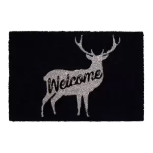 Image of Premier Housewares Blue Coir Doormat - Welcome Deer
