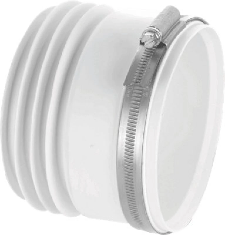 Image of McAlpine MAC-1-BTW 90-114mm Inlet x 4"/110mm Outlet Short Straight WC Connector White
