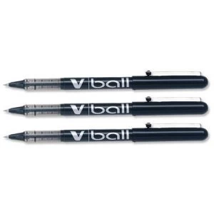 Image of Pilot VB7 Rollerball Pen 0.7mm Tip 0.5mm Line Black Pack of 12 Pens