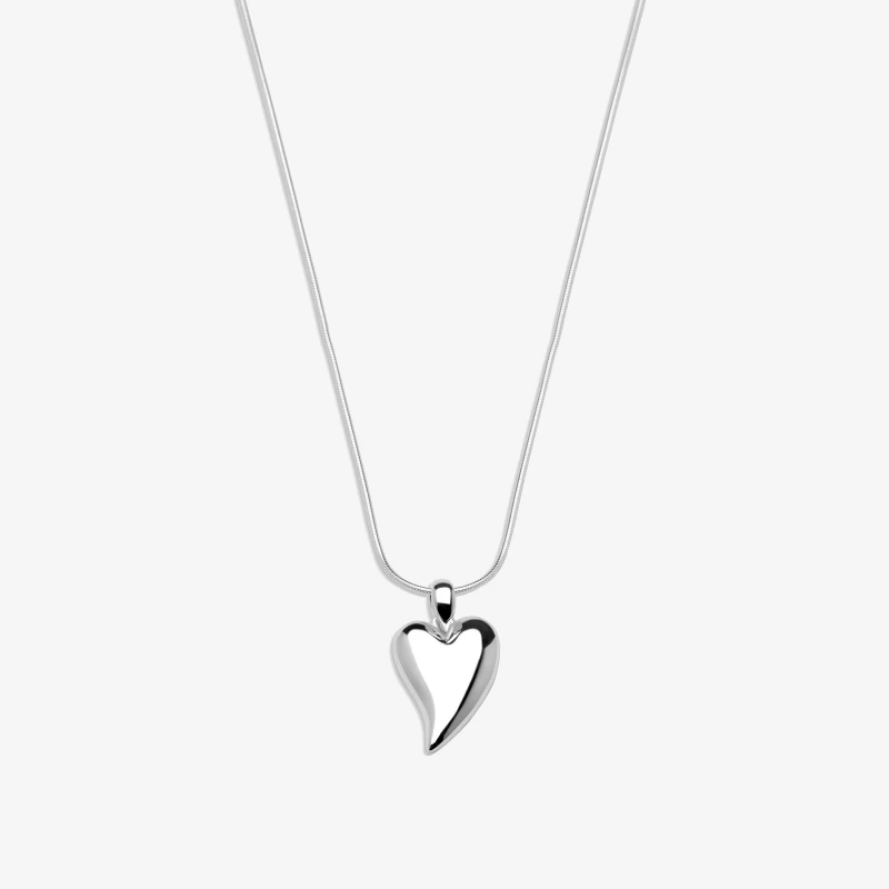 Image of Simply Silver Sterling Silver 925 Polished Tapered Heart Pendant Necklace Silver female