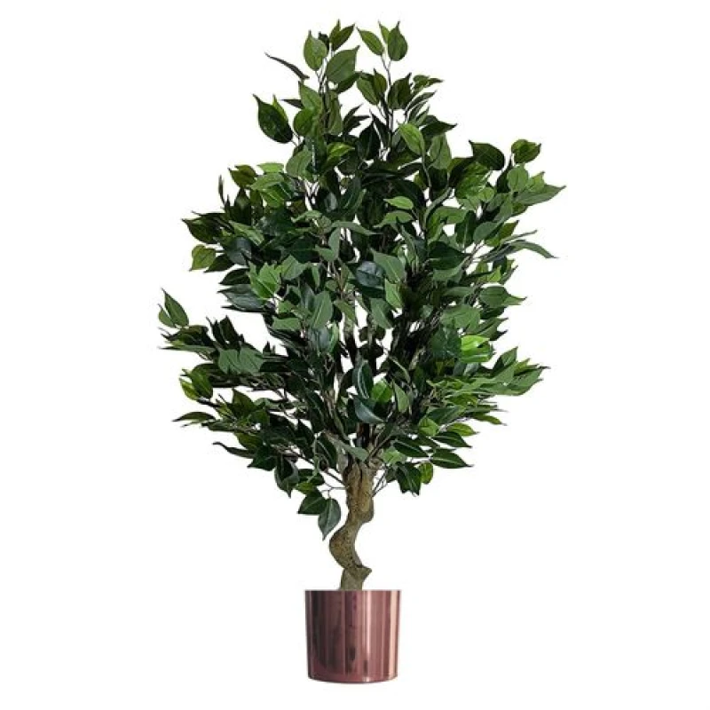 Image of Leaf 100cm Leaf Realistic Artificial Ficus Tree / Plant Bush Ficus Copper Planter