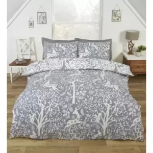 Image of Tatton Single Duvet Cover Set Reversible Bedding Bed Set Winter Festive Grey - Grey - Rapport