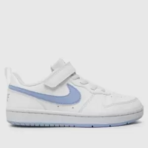 Image of Nike White & Purple Court Borough Low Girls Junior Trainers