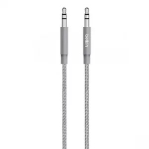 Image of Belkin Premium 3.5mm Braided Tangle Free Aux Cable With Aluminuim Connectors Grey