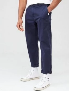 Image of Tommy Jeans Branded Turn Up Trousers - Navy