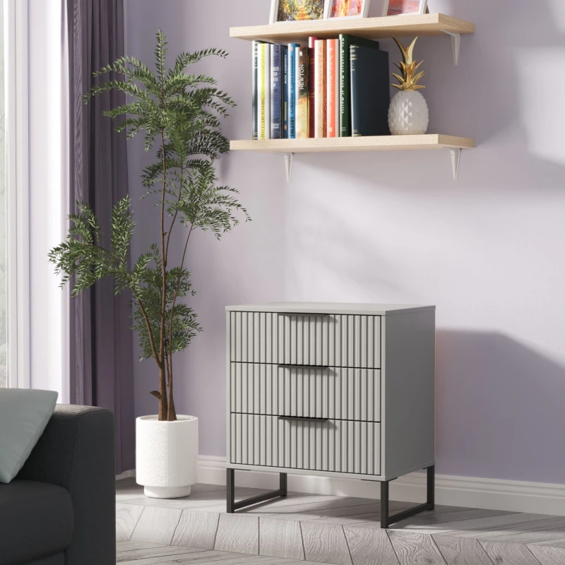 Image of Ready Assembled 2 U Menai 3 Drawer Chest (Ready Assembled) in Dark Grey Dark Grey Unisex