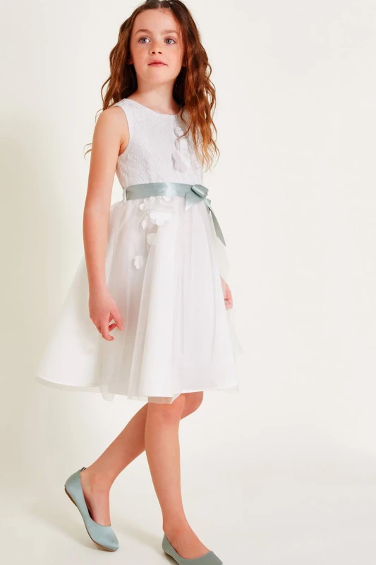 Image of Monsoon Girl's Molly Scuba Bow Bridesmaid Dress in Ivory Size: 8 Years Ivory Female 8 Years
