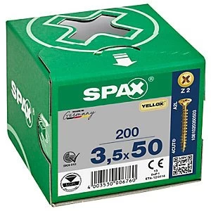 Image of Spax Pz Countersunk Yellox Screws - 3.5x50mm Pack Of 200